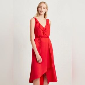 NWT French Connection Maudie Drape Sleeveless Wrap Dress Shanghai Red